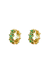 Star rhinestone hoop earrings - copper