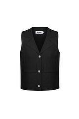 Viscose Women's Sleeveless Top V-Neck Buttoned Front