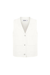 Viscose Women's Sleeveless Top V-Neck Buttoned Front