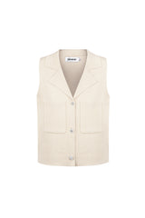 Viscose Women's Sleeveless Top V-Neck Buttoned Front