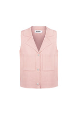 Viscose Women's Sleeveless Top V-Neck Buttoned Front