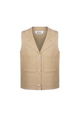Viscose Women's Sleeveless Top V-Neck Buttoned Front