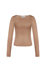 Polyester Women's Long Sleeve Crop Top Square Neckline Bodycon Fit