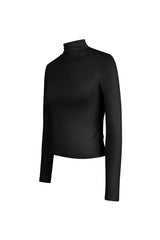 Polyester Vrouwen Lange Mouw Top Ribbel Hoge Kraag
