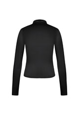 Polyester Vrouwen Lange Mouw Top Ribbel Hoge Kraag