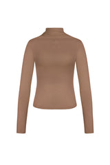 Polyester Vrouwen Lange Mouw Top Ribbel Hoge Kraag