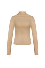 Polyester Vrouwen Lange Mouw Top Ribbel Hoge Kraag