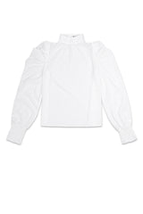 Polyester Vrouwen Lange Mouw Top Puff Sleeve Hoge Hals