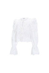 Cotton Woven Women's Long Sleeve Top Casual Cutout