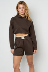 Knitted Polyester Fiber Women's Hoodie Sporty Solid Color