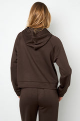 Knitted Polyester Fiber Women's Hoodie Sporty Solid Color