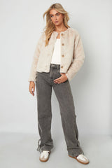 Woven Polyester Fiber Women's Jacket Elegant Solid Color Fall/Winter