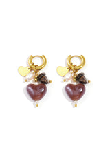 Earrings with beads and heart charms