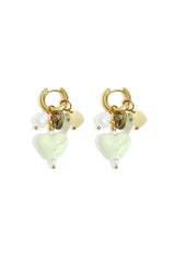 Earrings with beads and heart charms