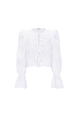 Cotton Woven Women's Long Sleeve Top Casual Cutout