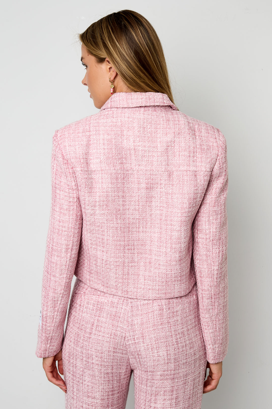 Woven Polyester Fiber Women's Jacket Elegant Checkered Statement