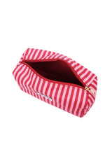 Make-up tas kleine strepen - Roze rood