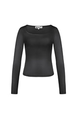 Polyester Women's Long Sleeve Crop Top Square Neckline Bodycon Fit