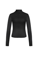 Polyester Vrouwen Lange Mouw Top Ribbel Hoge Kraag