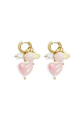 Earrings with beads and heart charms