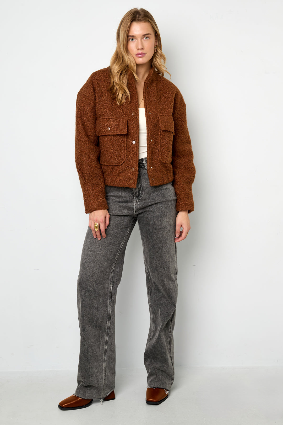 Woven Polyester Fiber Women's Jacket Casual Solid Color Fall/Winter