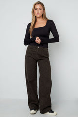 Knitted Nylon Women's Long Sleeve Top Basic Solid Color